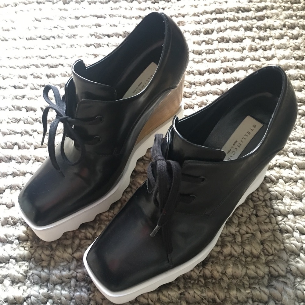 STELLA MCCARTNEY Leana Black Wedge Oxford - Picture 5 of 6